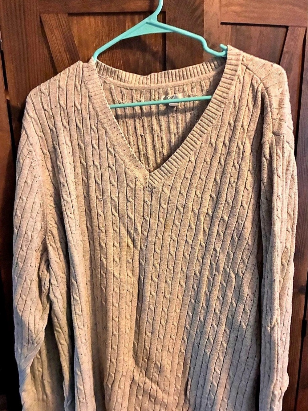 Croft & Barrow Cable Knit V-Neck Size 3X tan/grey